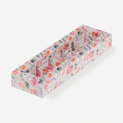 Коробка на 5 конфет с прозрачной крышкой "Розы" 23,5х7х3 см 051158